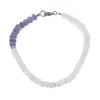 Bratara Piatra Lunii alba si Tanzanit discuri fatetate, 4-5mm