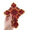 Cruce decorativa layered pentru perete, rosu - galben, 20cm, imagine 3