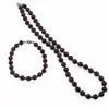 Set bratara si colier Granat sfere fatetate 7mm si discuri fatetate 3mm