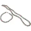 Set colier si bratara Rodocrozit discuri 6-7mm si Onix verde sfere 3-4mm