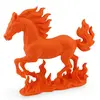Statueta feng shui Calul de foc invaluit de flacarile victoriei, portocaliu - 20cm