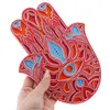 Decoratiune layered palma Hamsa, rosu cu albastru - 22cm, imagine 3