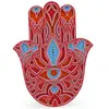Decoratiune layered palma Hamsa, rosu cu albastru - 22cm