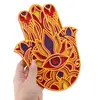 Decoratiune layered palma Hamsa, rosu cu galben - 22cm, imagine 3