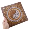 Decoratiune patrata layered cu simbolul Yin Yang, maro cu portocaliu - 21cm, imagine 3
