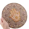 Decoratiune rotunda layered mandala cu palma Hamsa , alb cu galben - 24cm, imagine 3