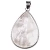 Pandantiv picatura din Sidef alb cu montura argintie - 30mm