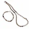 Set bratara si colier Cuart fumuriu sfere fatetate 6mm si discuri fatetate 4mm