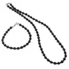 Set bratara si colier Turmalina neagra sfere fatetate 5-6mm si discuri fatetate 3mm