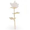 Trandafir Cristal de stanca brut si metal auriul, 21cm