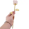 Trandafir din metal auriu si Cuart roz, 24cm, imagine 3
