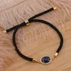 Bratara Lapis lazuli oval cu montura aurie, 12mm, imagine 2