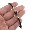 Bratara Lapis lazuli oval cu montura aurie, 12mm, imagine 3