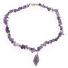 Colier Ametist pietre chips si pandantiv cristal brut