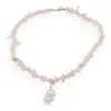 Colier Cuart roz pietre chips si pandantiv cristal brut