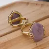 Inel reglabil Ametist fatetat si montura aurie, 23mm, imagine 2