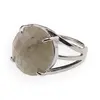 Inel reglabil Labradorit rotund fatetat si montura argintie, 16mm