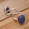 Inel reglabil Lapis Lazuli oval si montura argintie, 18mm, imagine 2