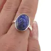 Inel reglabil Lapis Lazuli oval si montura argintie, 18mm, imagine 3