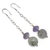 Cercei cu agatatoare Ametist discuri fatetate 10mm si Prehnit sfere fatetate 14mm cu Argint 925