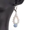 Cercei cu agatatoare Perle de cultura 4mm cu Opal albastru brioleta fatetata 8mm si Argint 925, imagine 2