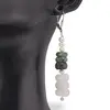 Cercei cu agatatoare Perle de cultura 4mm, Smarald si Piatra Lunii discuri fatetate 9-11mm cu Argint 925, imagine 2