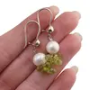 Cercei cu agatatoare Perle de cultura 7-9mm si Peridot briolete fatetate 6mm cu Argint 925, imagine 3