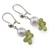 Cercei cu agatatoare Perle de cultura 7-9mm si Peridot briolete fatetate 6mm cu Argint 925