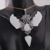 Pandantiv angelic cu Merkaba, Pendul din Cristal de stanca si Aripi Sidef, 10cm, imagine 2