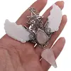 Pandantiv angelic cu Merkaba, Pendul din Cuart roz si Aripi Sidef, 10cm, imagine 3