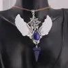 Pandantiv angelic cu Merkaba, Pendul din Lapis lazuli si Aripi Sidef, 10cm, imagine 2
