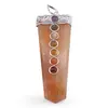 Pandantiv cu cele sapte chakre si Calcit, model sabie 50-60mm
