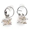 Cercei cu surub rotunzi Perle de Cultura model pisici, argintiu -  35mm