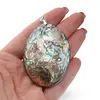 Pandantiv din Scoica abalone si Sidef alb oval neregulat, 60mm, imagine 3
