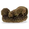 Statueta feng shui Tigru cu Oglinda Bagua si monezi pentru prosperitate, 8cm