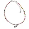 Bratara Turmalina multicolora sfere fatetate 3mm cu charm Wu Lou si argint 925