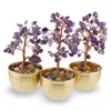 Copac cu cristale naturale de Ametist in bol metalic cu simboluri feng shui - 17cm, imagine 2