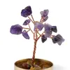 Copac cu cristale naturale de Ametist in bol metalic cu simboluri feng shui - 9cm, imagine 2