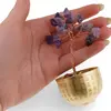 Copac cu cristale naturale de Ametist in bol metalic cu simboluri feng shui - 9cm, imagine 3