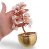 Copac cu cristale naturale de Cuart roz in bol metalic cu simboluri feng shui - 17cm, imagine 4