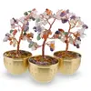 Copac cu Mix de cristale naturale in bol metalic cu simboluri feng shui - 17cm, imagine 2