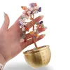Copac cu Mix de cristale naturale in bol metalic cu simboluri feng shui - 17cm, imagine 4