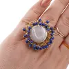 Inel reglabil cu perla de cultura rotunda si Lapis lazuli, auriu, imagine 3