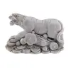 Statueta feng shui Tigru cu monede si Ru Yi, alb - 7cm