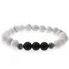 Bratara pentru barbati Howlit, Onix mat sfere 8mm si elemente din otel inoxidabil pe elastic, imagine 2