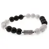 Bratara pentru barbati Obsidian auriu, Howlit sfere 8mm si elemente din inox argintiu pe elastic, imagine 2