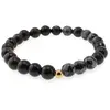 Bratara pentru barbati Obsidian auriu sfere si Obsidian fulg de nea sfere fatetate 8mm pe elastic, imagine 2