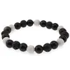 Bratara pentru barbati Obsidian, Howlit si Roca vulcanica sfere 8mm pe elastic, imagine 2