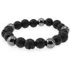 Bratara pentru barbati Onix mat, Roca vulcanica si Hematit sfere 10mm pe elastic, imagine 2