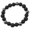 Bratara pentru barbati Onix mat, Roca vulcanica si Hematit sfere 10mm pe elastic